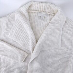 Barefoot Dreams Cardigan Large Cream White CozyChic Lite Montecito 485 Waffle